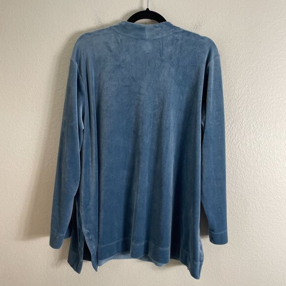 Pure Jill Womens Plus 2X Dusty Blue V Neck Long Sleeve Velour Velvet Tunic Top - Picture 12 of 12